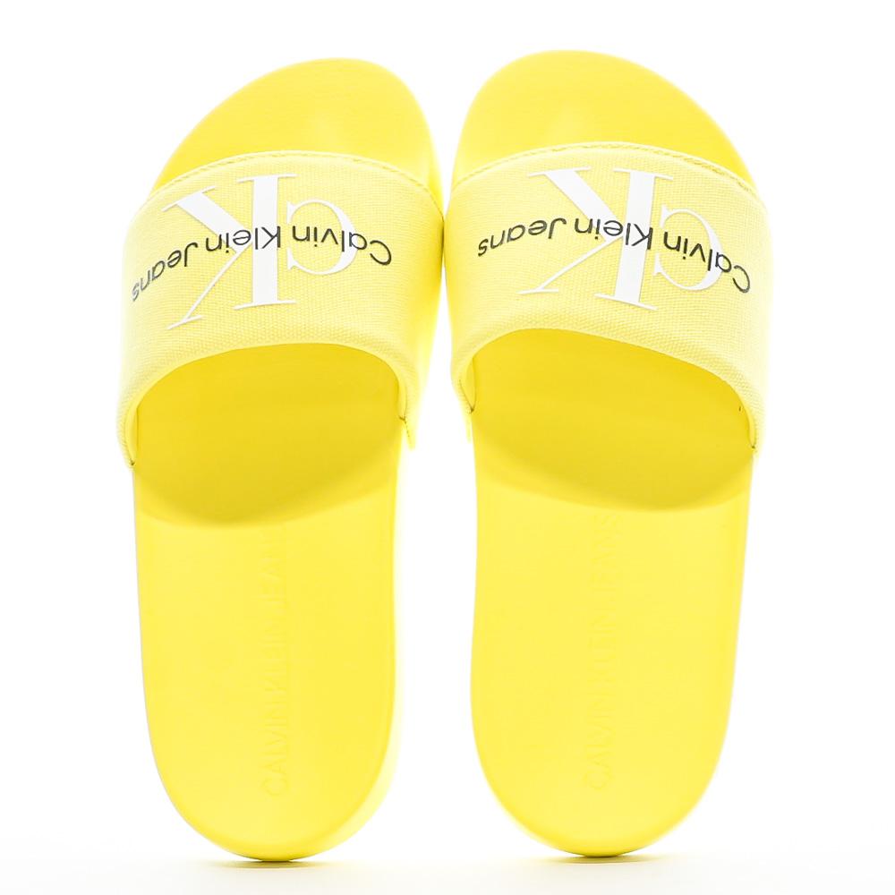 Claquettes Jaune Femme Calvin Klein Jeans Slide Monogram vue 3