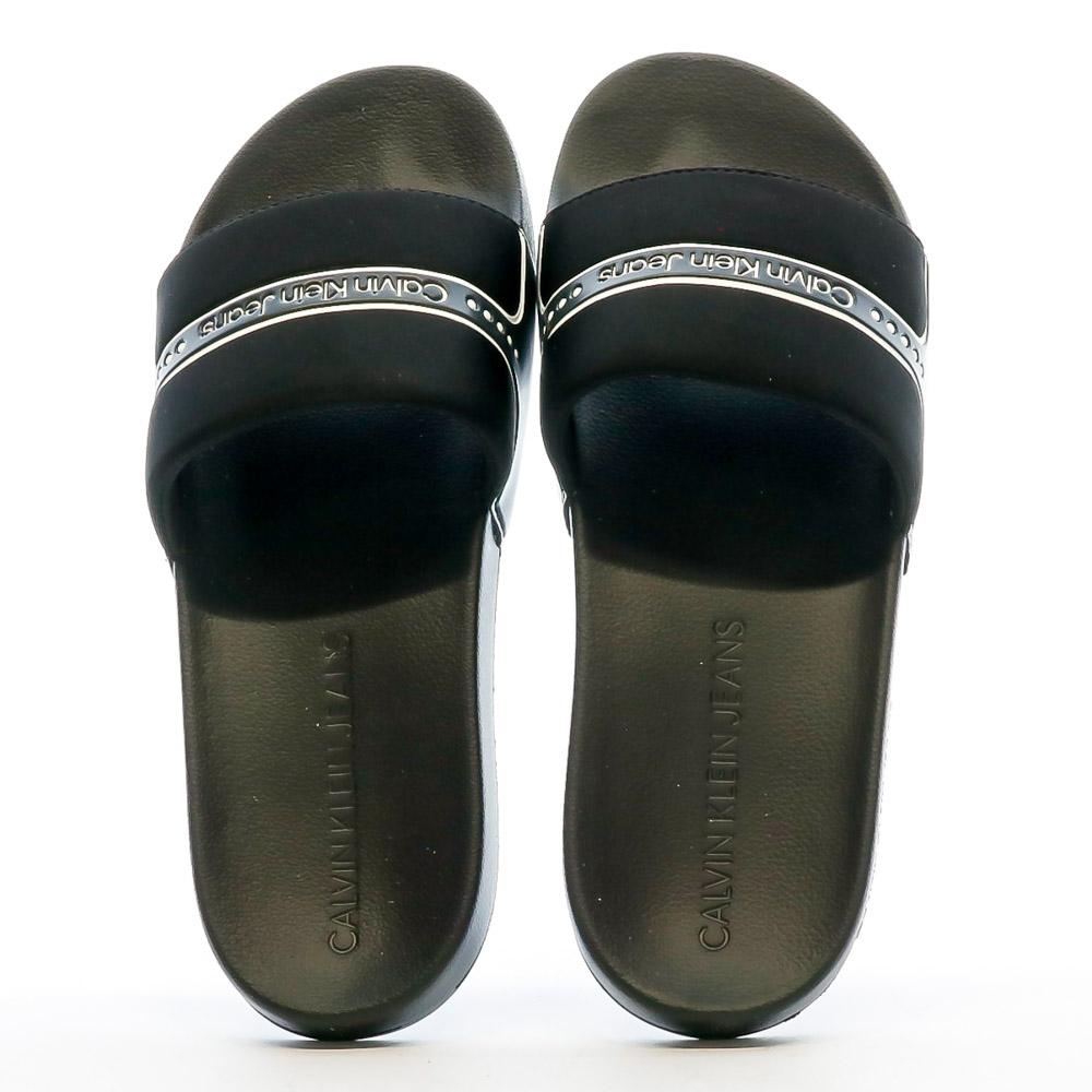 Claquettes Noir Homme Calvin Klein Jeans Slide Neoprene Snap vue 3