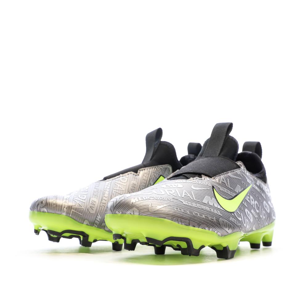 Chaussures de Foot Gris/Jaune Nike Zoom Vapor 15 Acad XXV FGMG vue 6