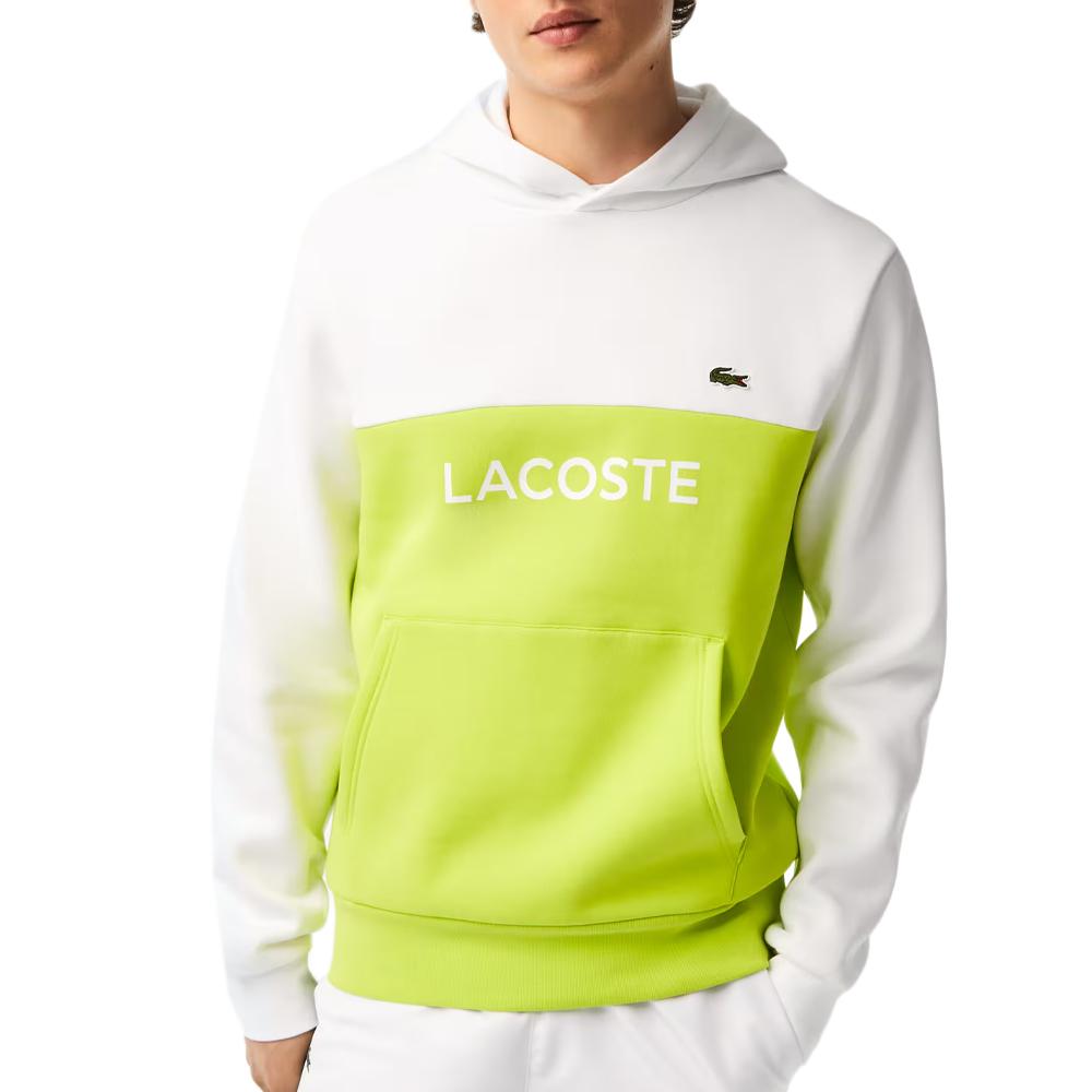 Sweat a Capuche Blanc Vert Fluo Homme Lacoste SH8366 Espace des marques