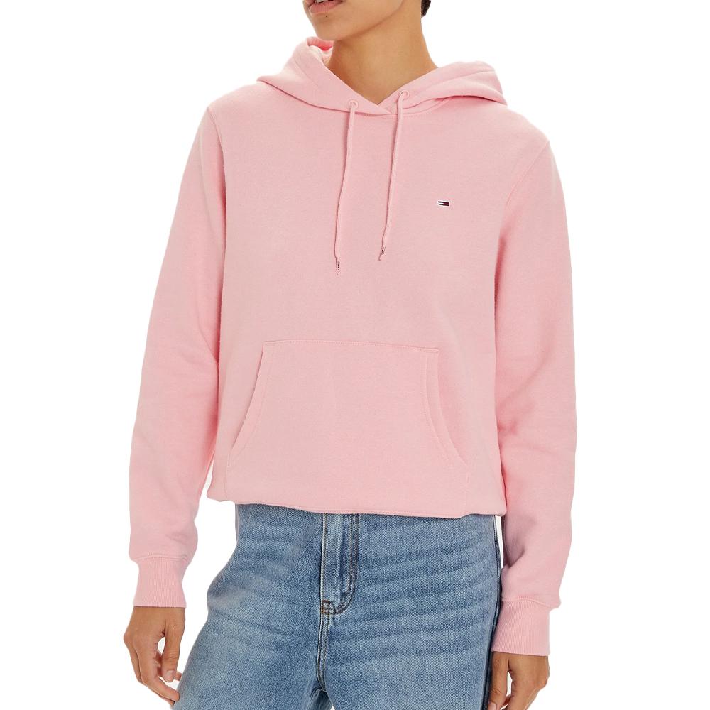 Sweat à Capuche Rose Femme Tommy Hilfiger Flag Hoodi pas cher