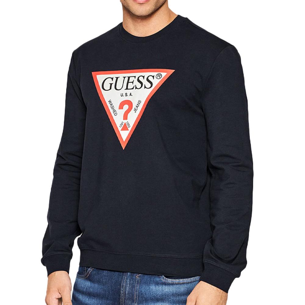 Sweat Marine Homme Guess Triangle Logo pas cher