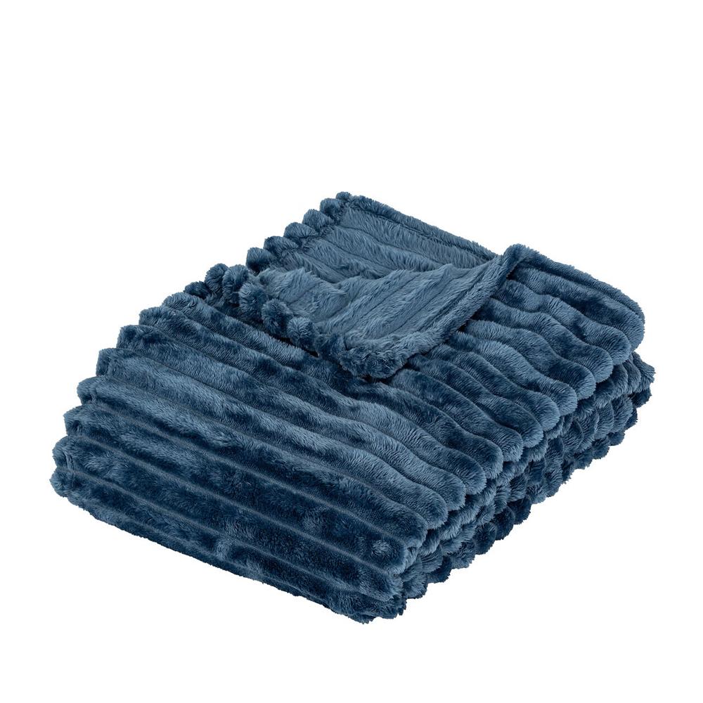 Plaid flanelle Bleu Petrol Atmosphera 130x170 Mattias pas cher