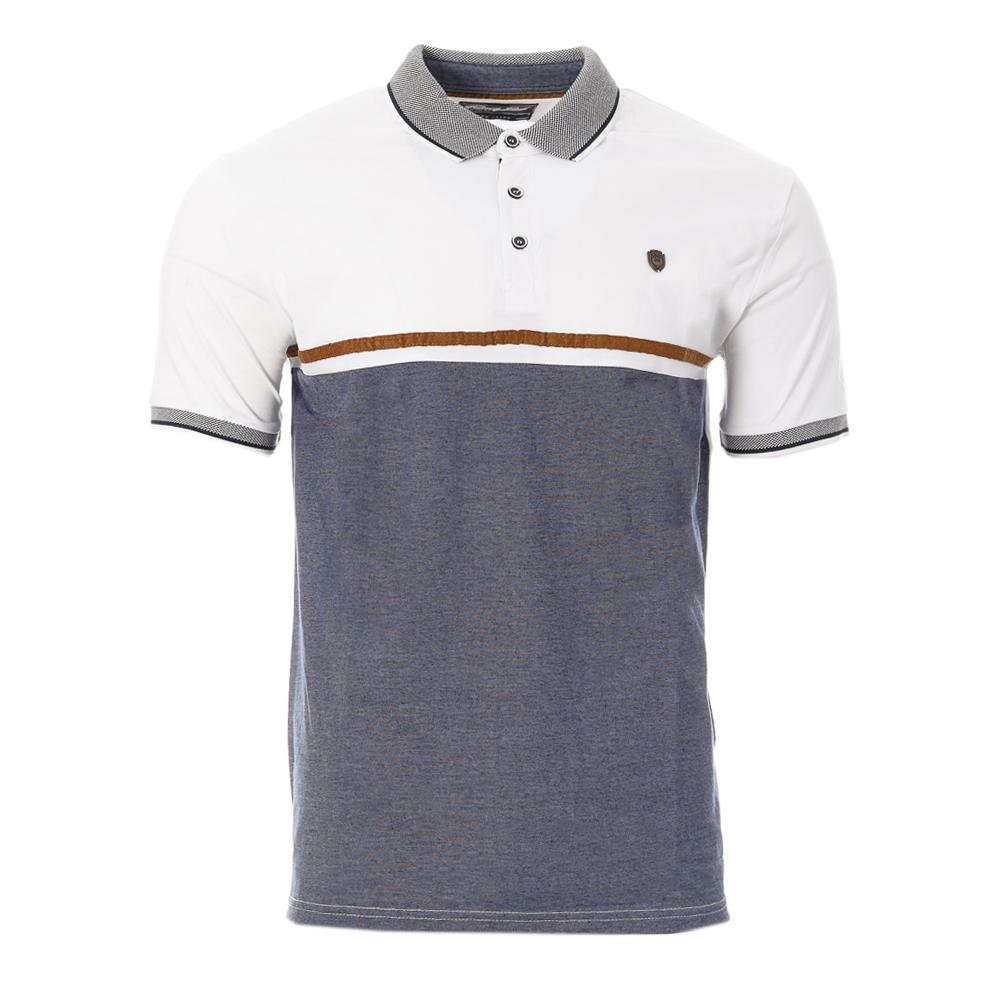 Polo Blanc/Bleu Homme RMS26 91182 pas cher