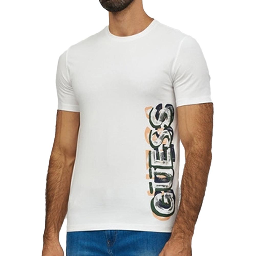 T-shirt Blanc Homme Guess Vertical 14 pas cher