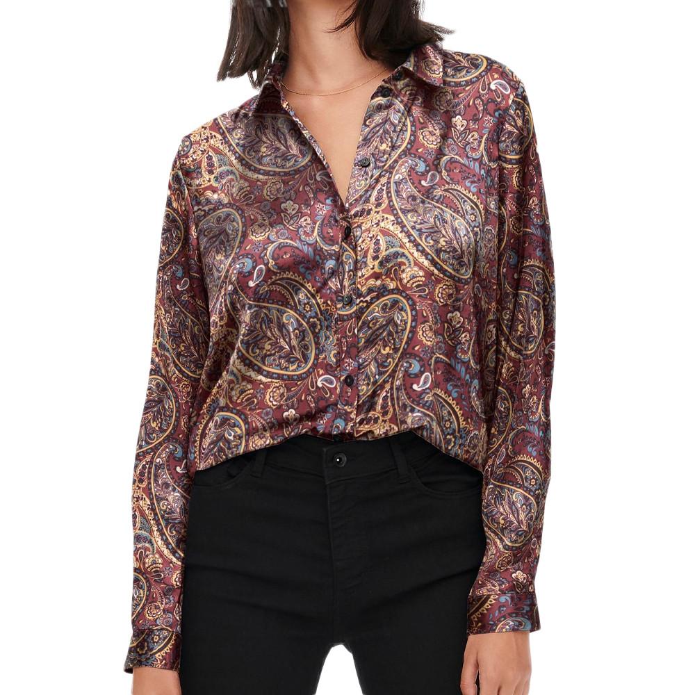 Chemise Bordeau/Marron à Motifs Femme JDY Fifi pas cher