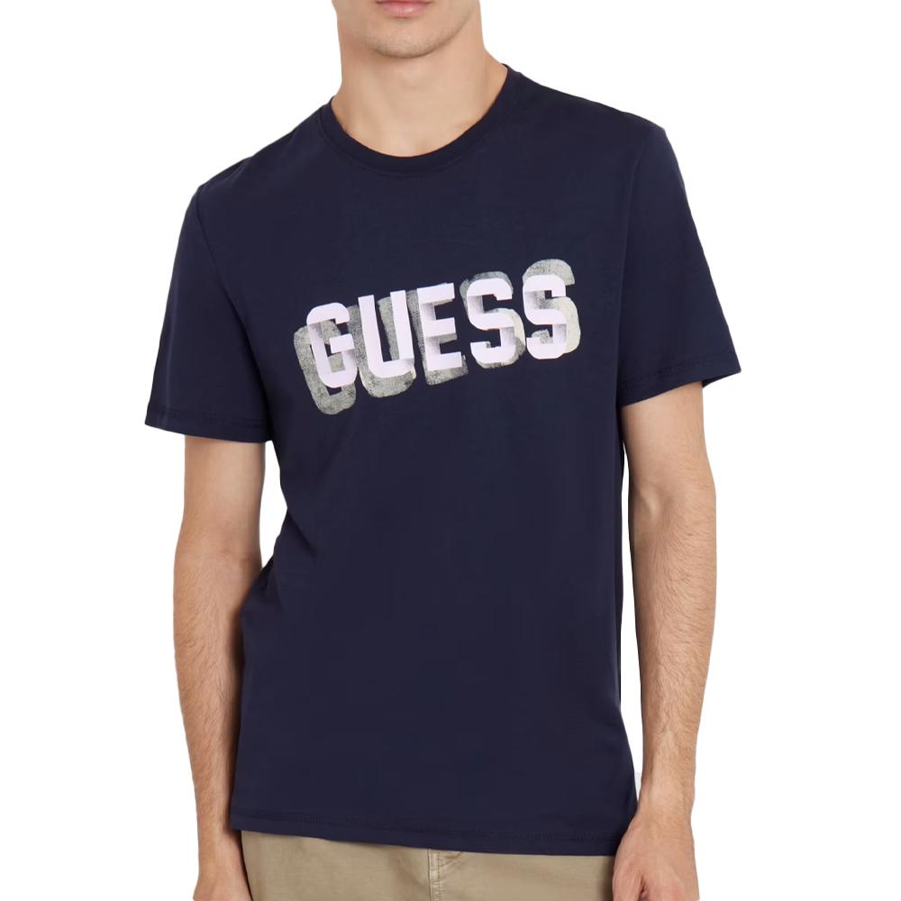 T-shirt Marine Homme Guess M4YI15I3Z14 pas cher