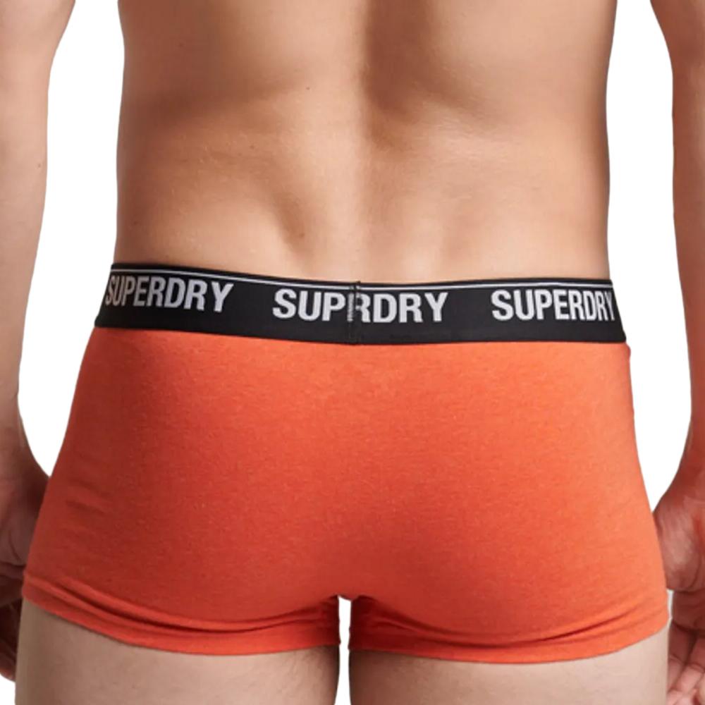 X3 Boxers Noir/Orange/Gris Homme Superdry Trunk vue 2