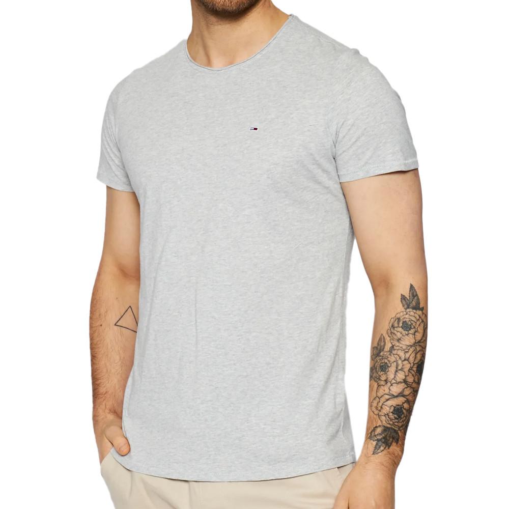 T-shirt Gris Homme Tommy Jeans Slim Jaspe pas cher