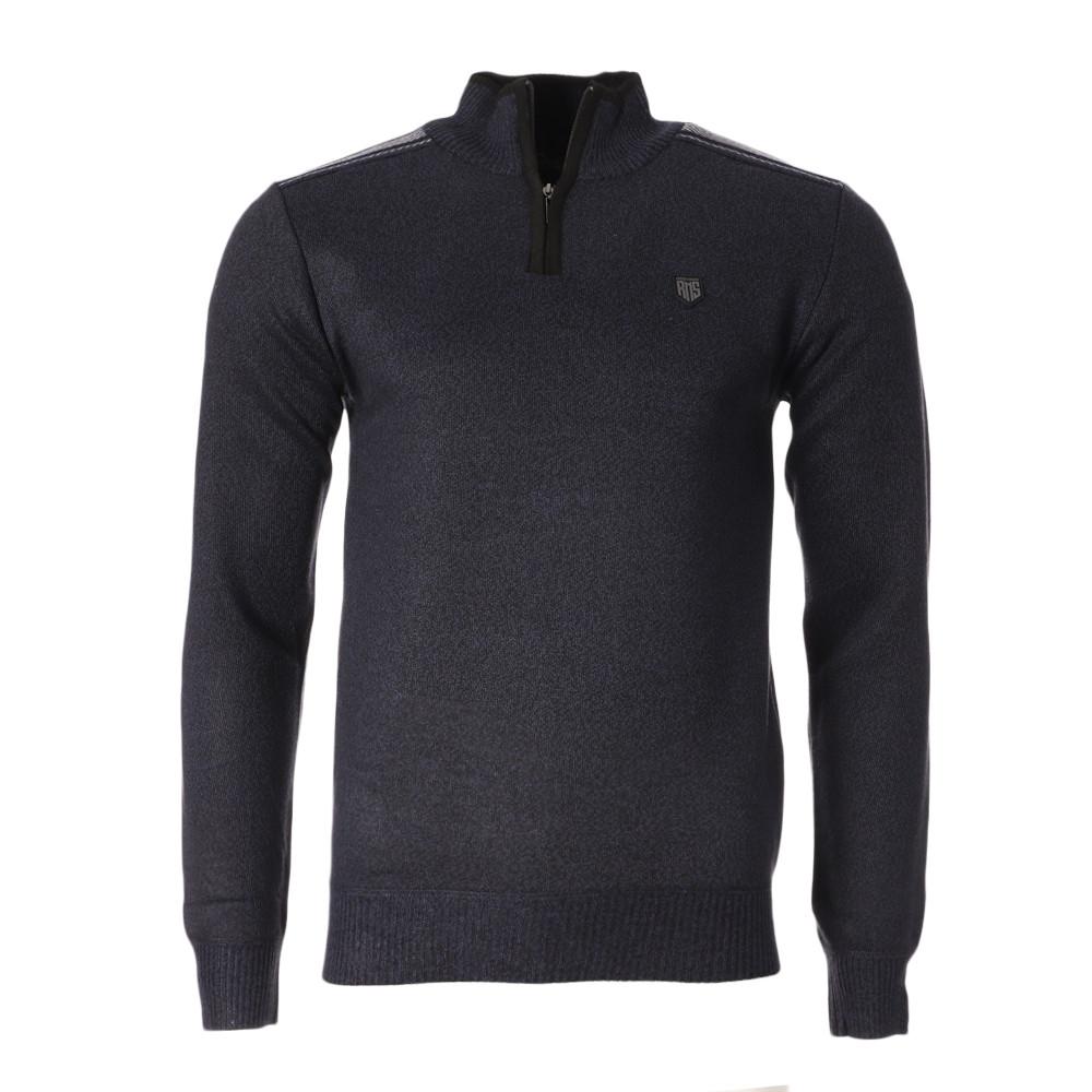 Pull 1/4 de Zip Marine Homme RMS26 Zip Jacquard pas cher