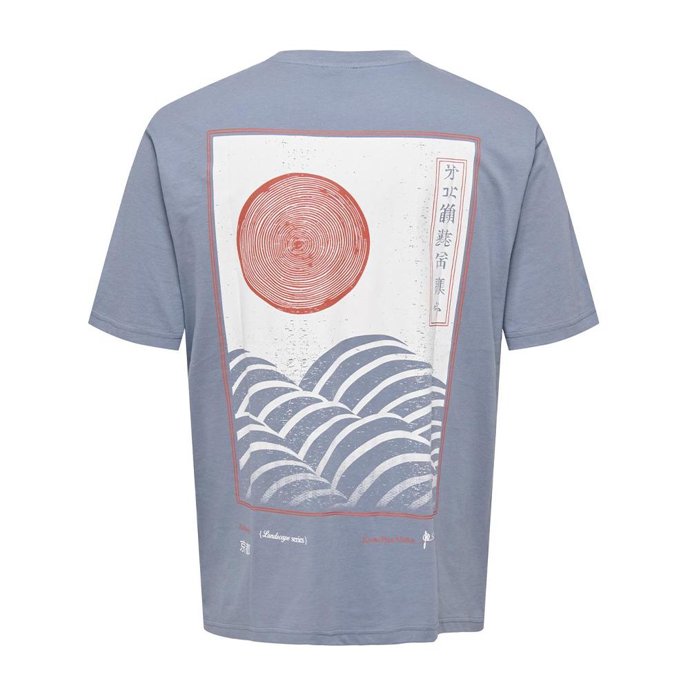 T-shirt Bleu Homme Only & Sons Keane vue 2