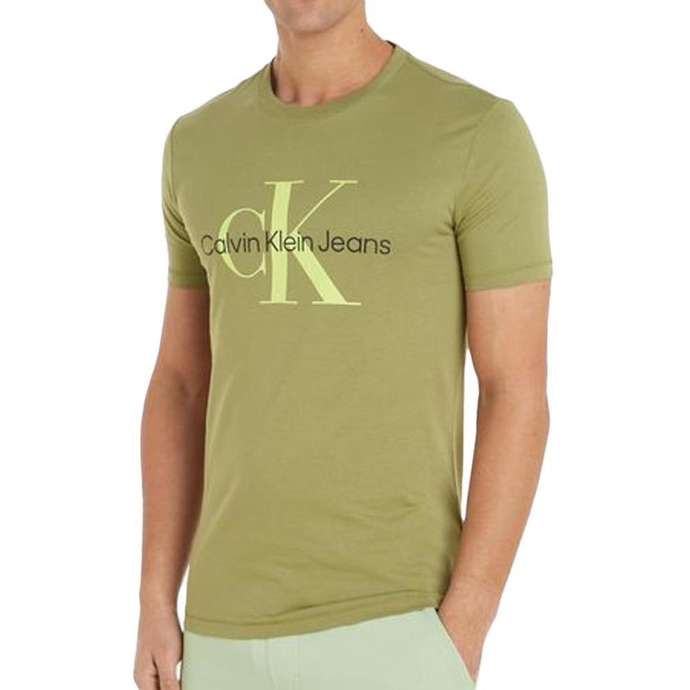 T-shirt Kaki Homme Calvin Klein Jeans Two Tone pas cher