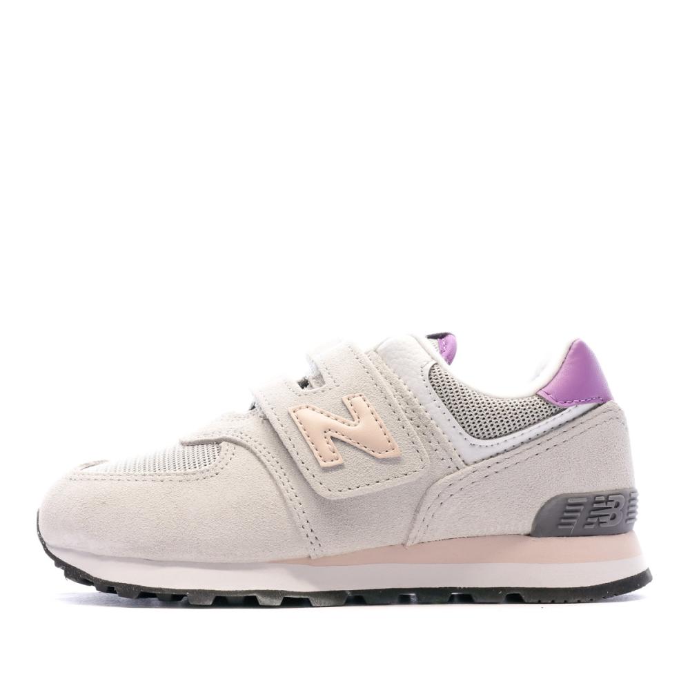 Baskets Grise Rose Violette Fille New Balance PV574