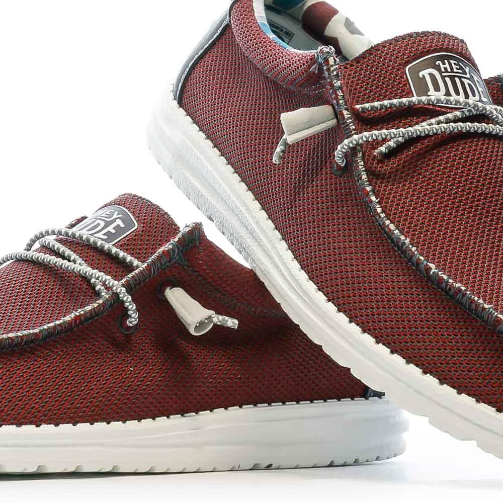 Chaussures Rouge Homme Hey Dude Wally Sox Triple Needle vue 7