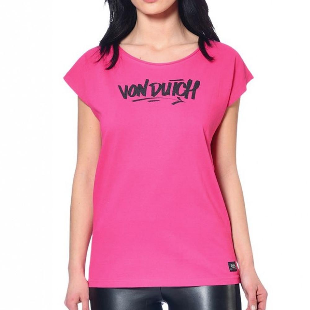 T-shirt Rose Femme Von Dutch Logo pas cher