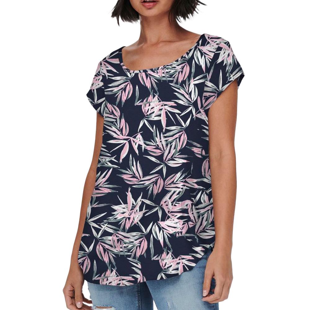 Top Marine/Rose à motifs Femme Only Nova pas cher