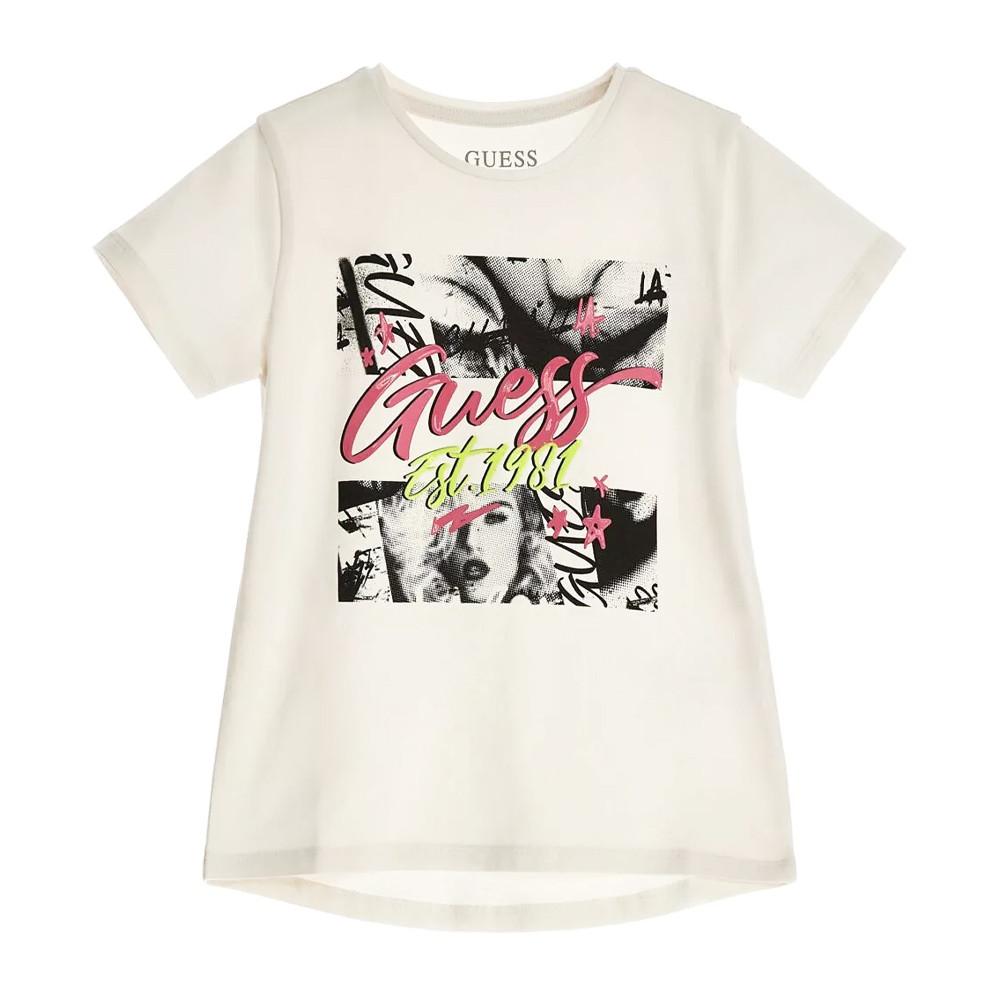 T-shirt Blanc Fille Guess High Low pas cher