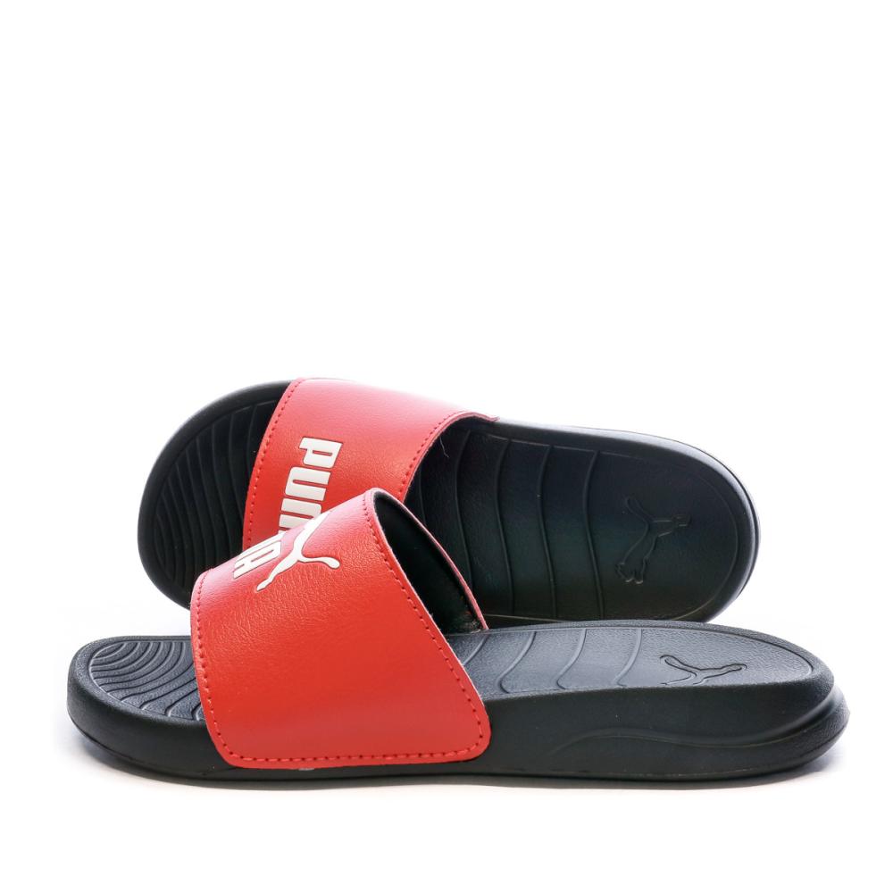 Claquettes Noir/Rouge Garçon Puma Popcat 20 pas cher