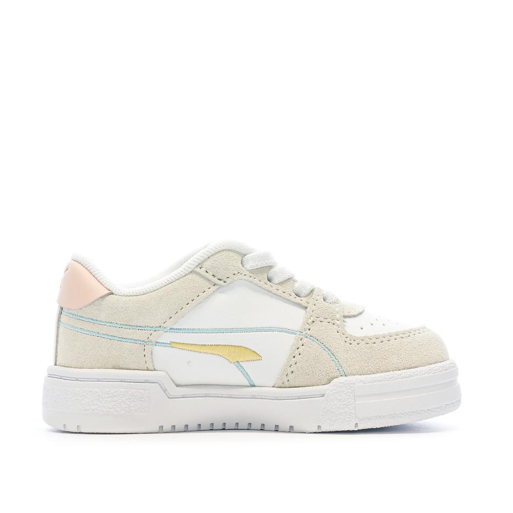 Baskets Blanc/Beige/Jaune Fille Puma Pro Tweak vue 2