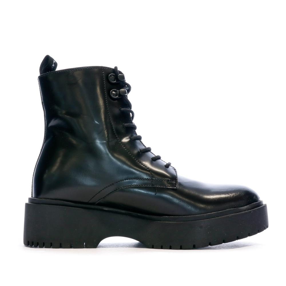 Boots en Cuir Noir Brillant Femme Levi's Bria vue 2