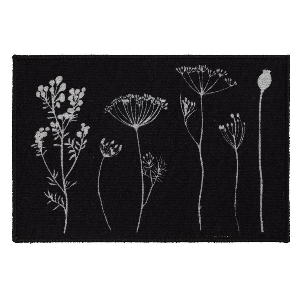 Tapis Imprimé Noir Luance 40x60cm Herbier pas cher