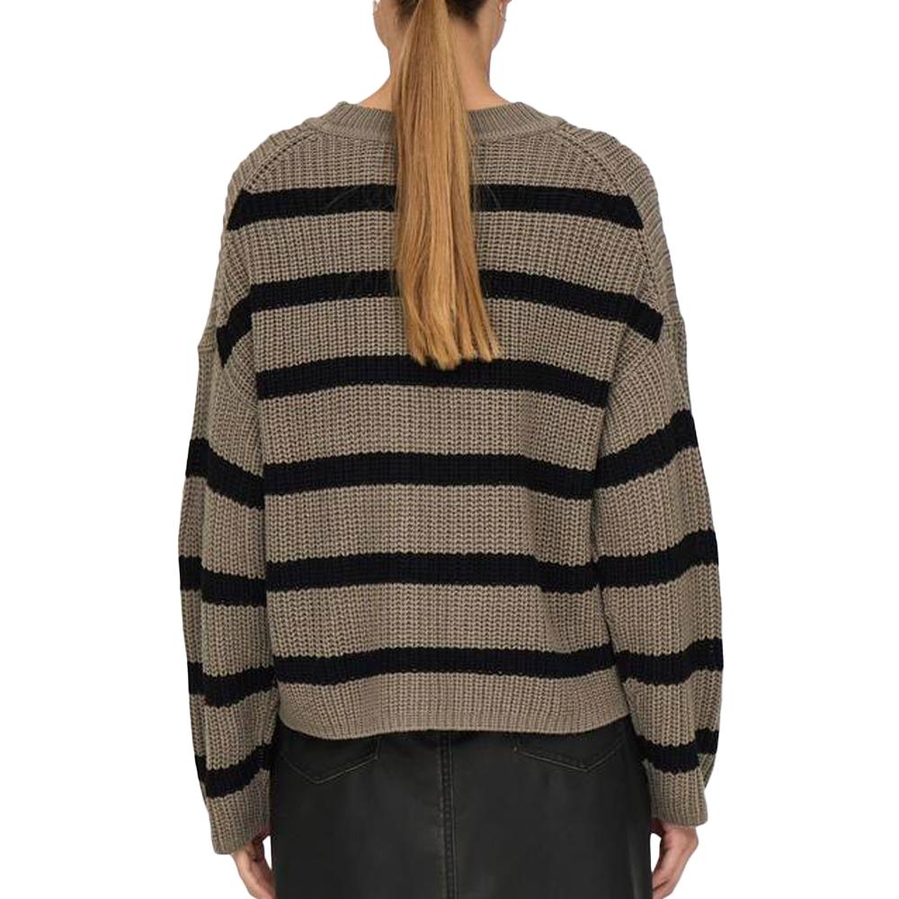 Pull Marron/Noir Femme JDY Stripe Pullover vue 2