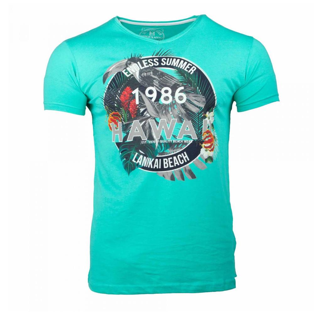 T-shirt Turquoise Homme La Maison Blaggio Mandor pas cher