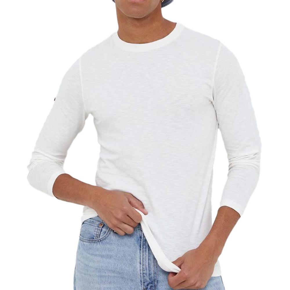 T-shirt Manches Longues Blanc Homme SUPERDRY Sleeve Jersey Crew pas cher