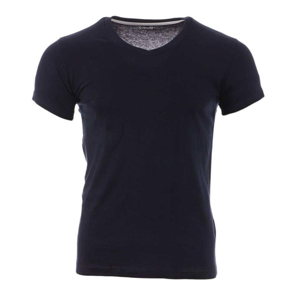 T-shirt Marine Homme Schott V Neck Basic pas cher