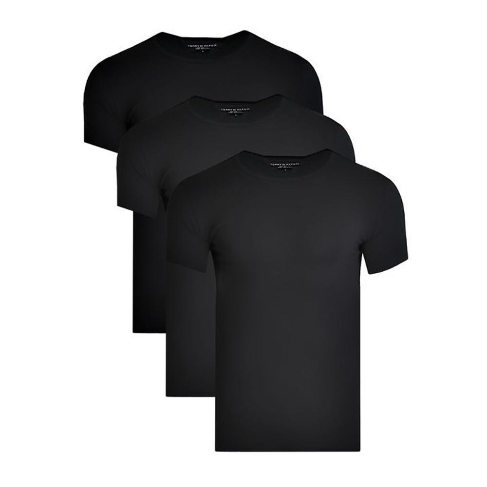 Lot x3 T-shirt Noir Homme Tommy Hilfiger Stretch pas cher