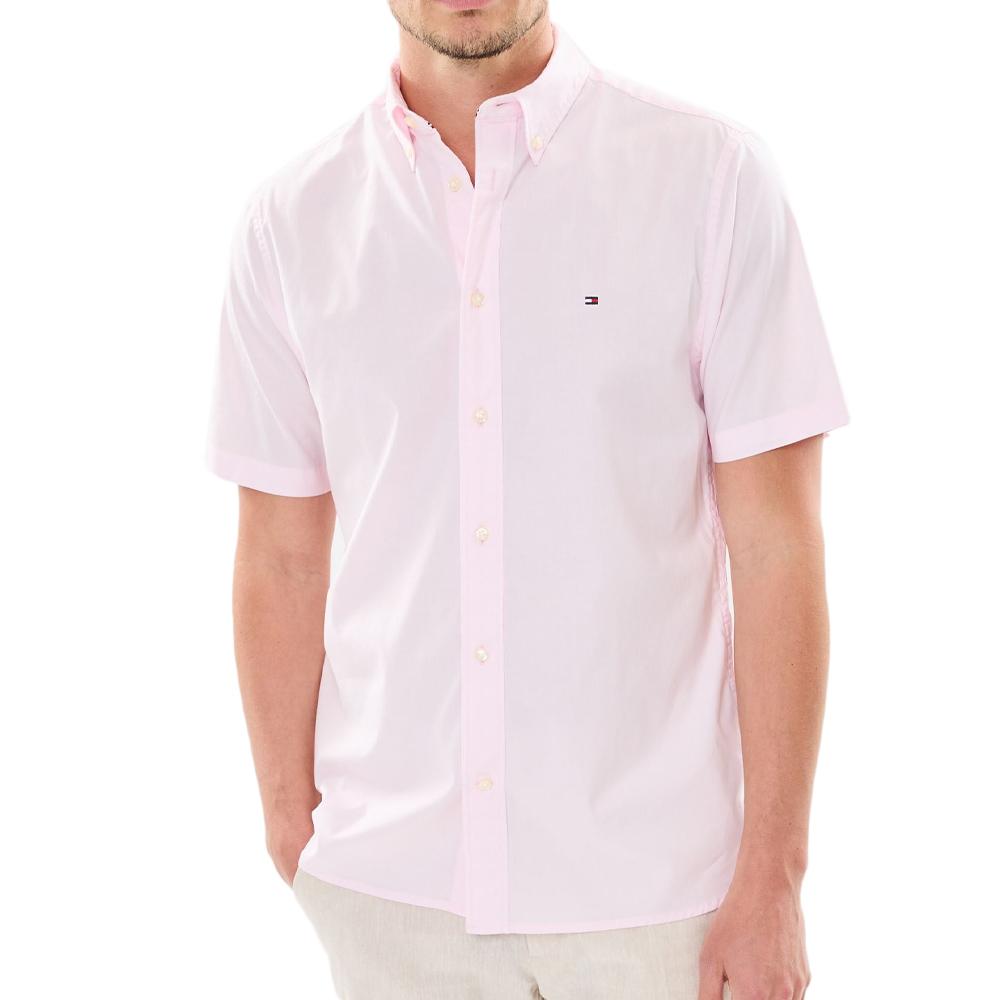 Chemise Manches Courtes Rose Homme Tommy Hilfiger Flex Poplin pas cher