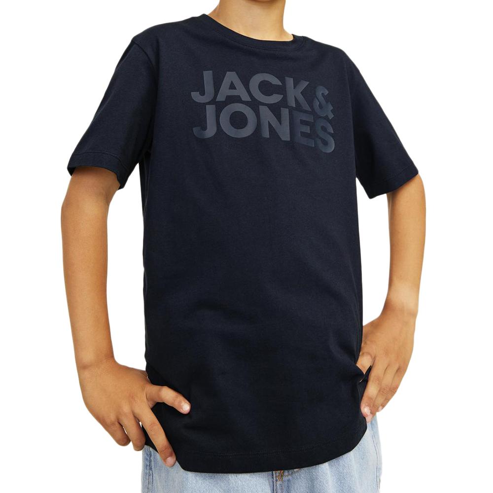 T-shirt Marine Garçon Jack & Jones Logo TeeNVZ pas cher