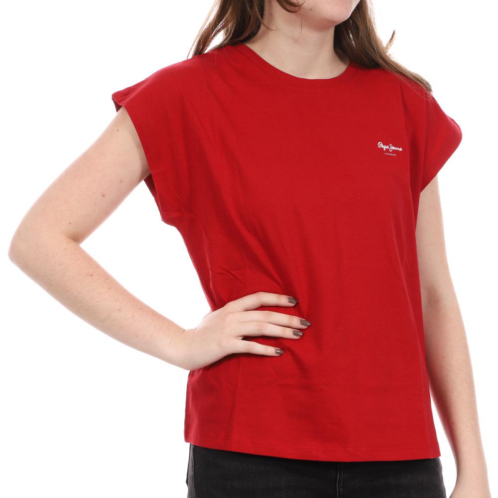 T-shirt Rouge Femme Pepe Jeans Bloom PL504821 pas cher