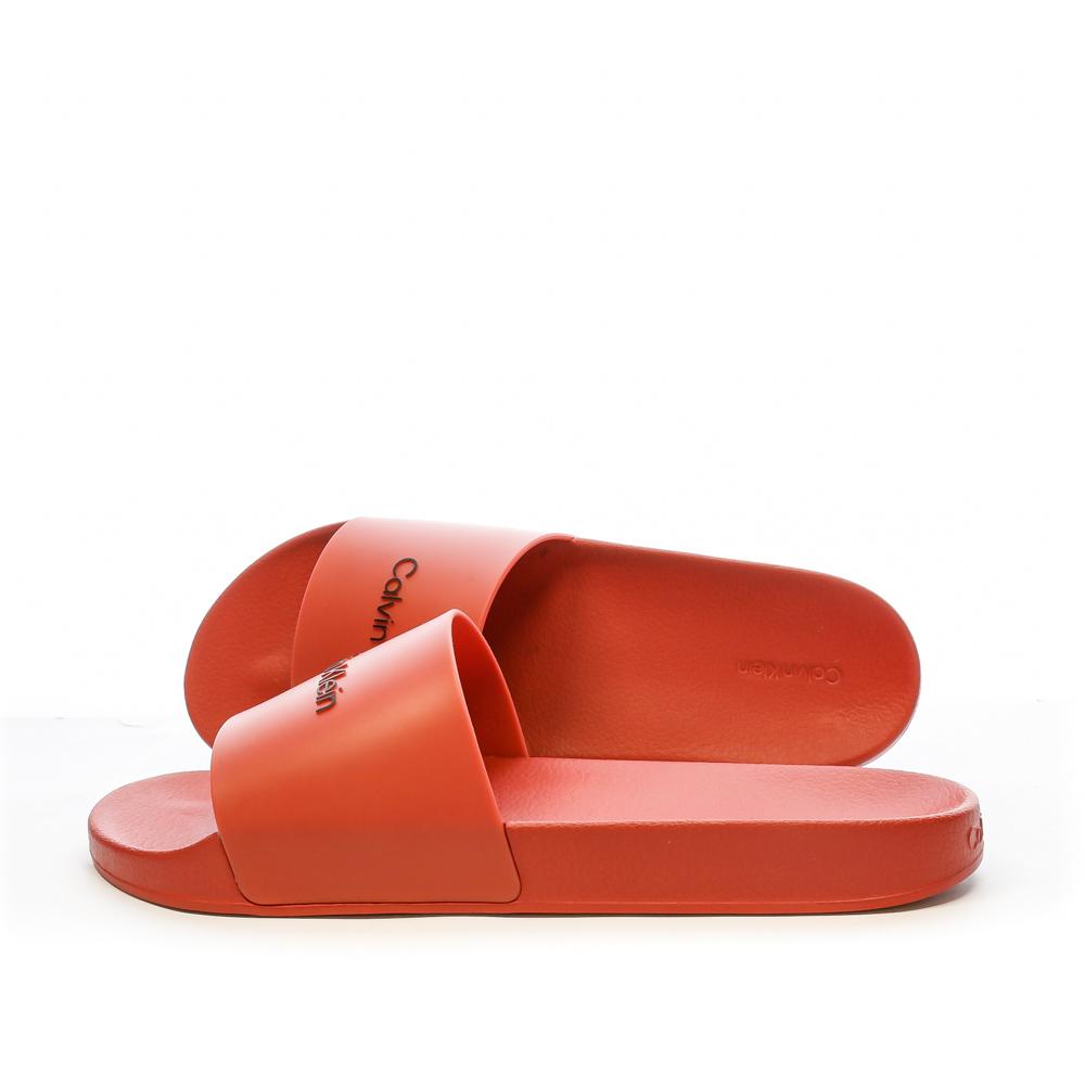 Claquettes Rouges Homme Calvin Klein Jeans Slide Rubber pas cher