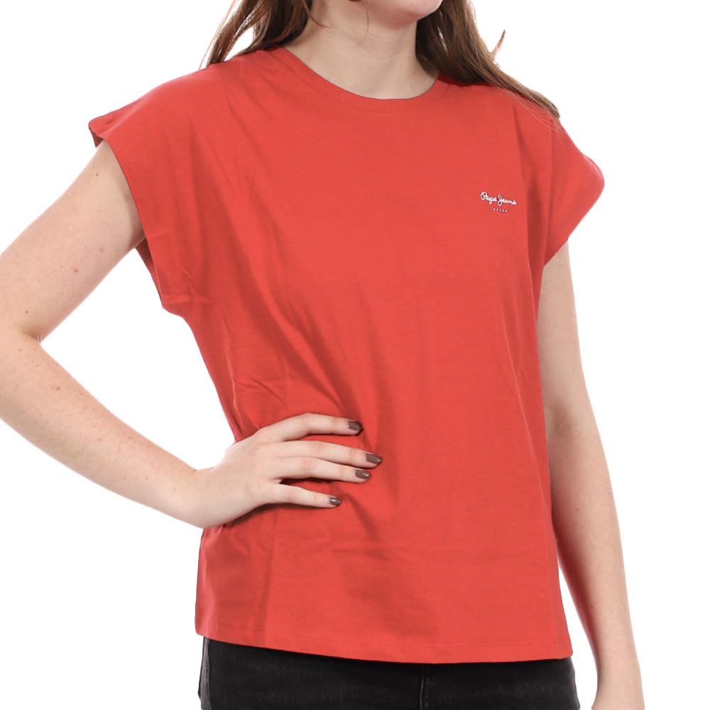 T-shirt Rouge/Orange Femme Pepe jeans Bloom pas cher