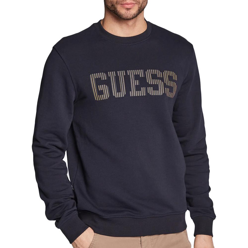 Sweat Marine Homme Guess Beau Cn Fleece pas cher