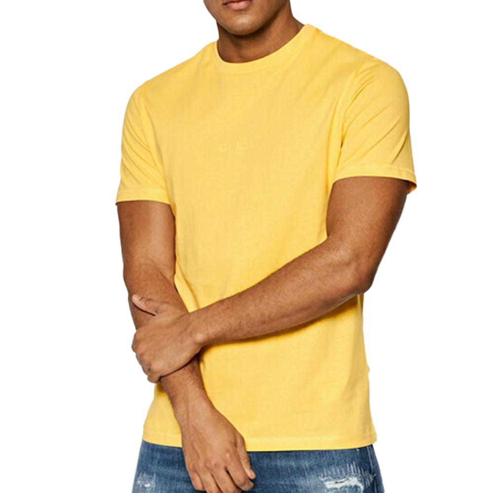 T-shirt Jaune Homme Guess Aidy pas cher