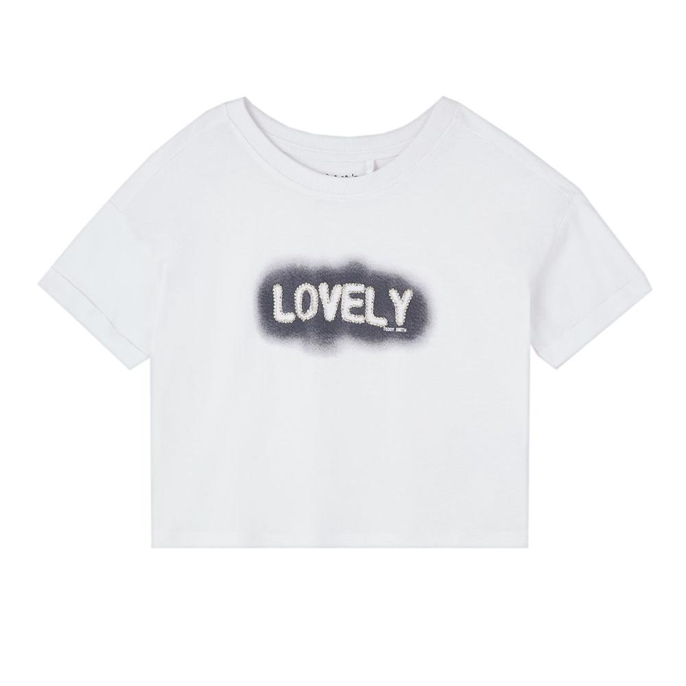 T-shirt blanc fille Teddy Smith T-bling pas cher