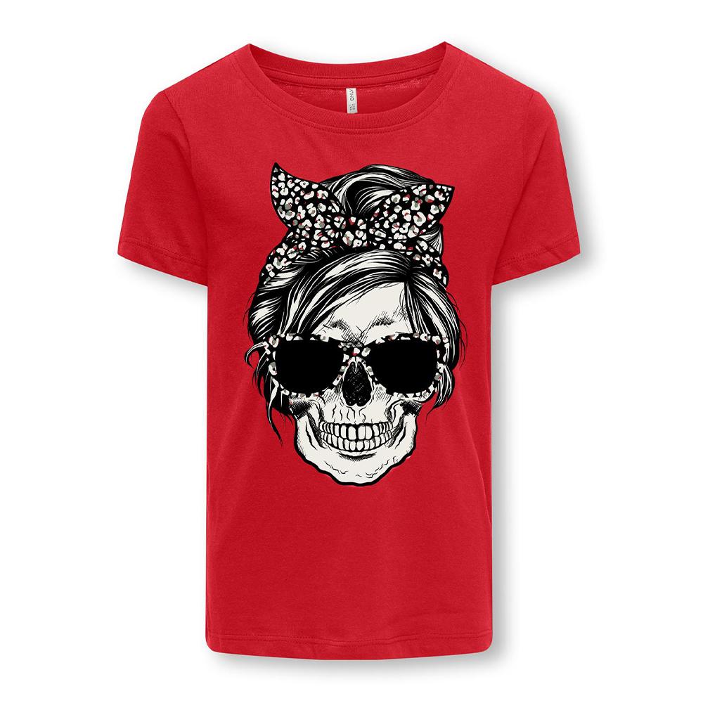 T-shirt Rouge Fille Kids ONLY Kogemma pas cher