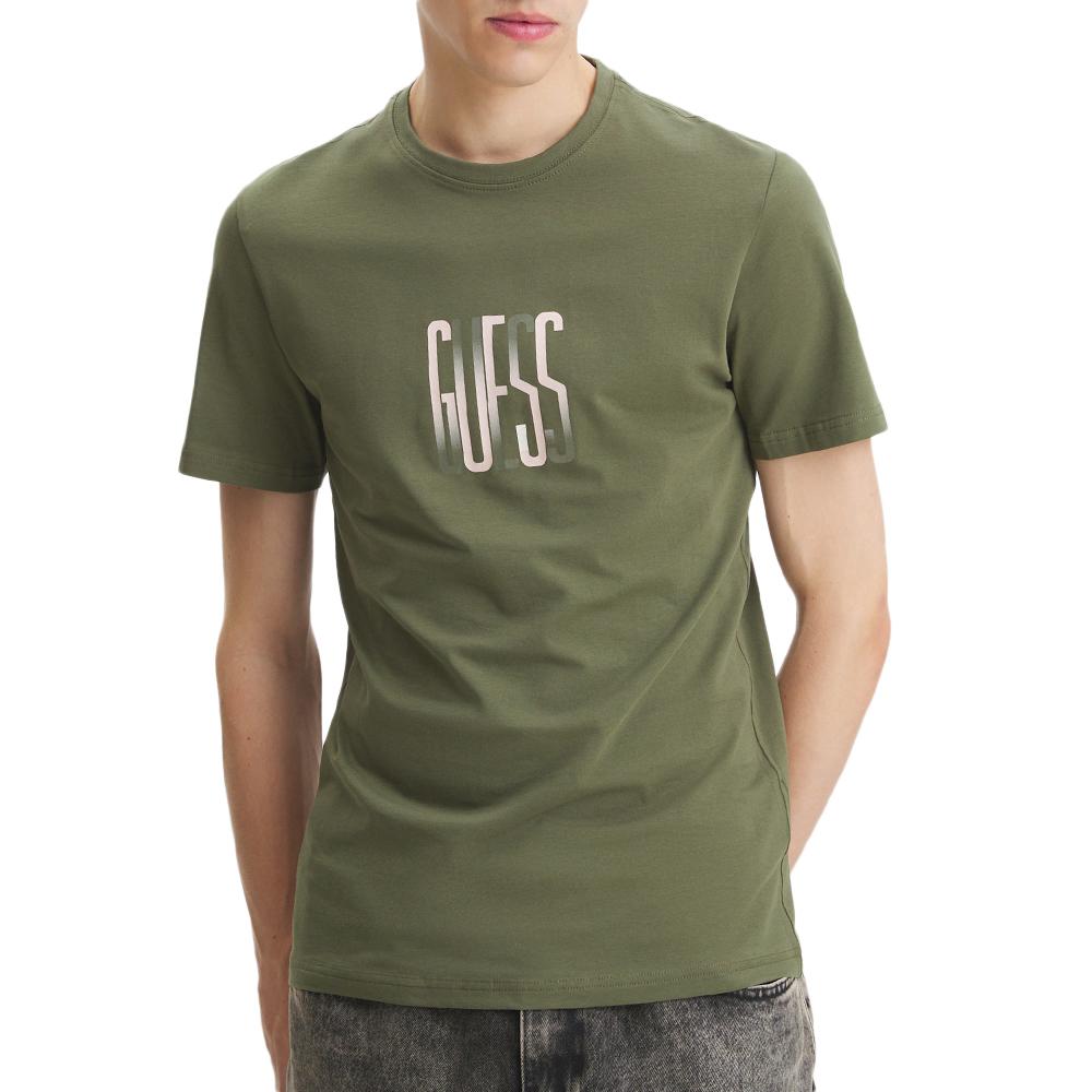 T-shirt Kaki Homme Guess Shaded pas cher