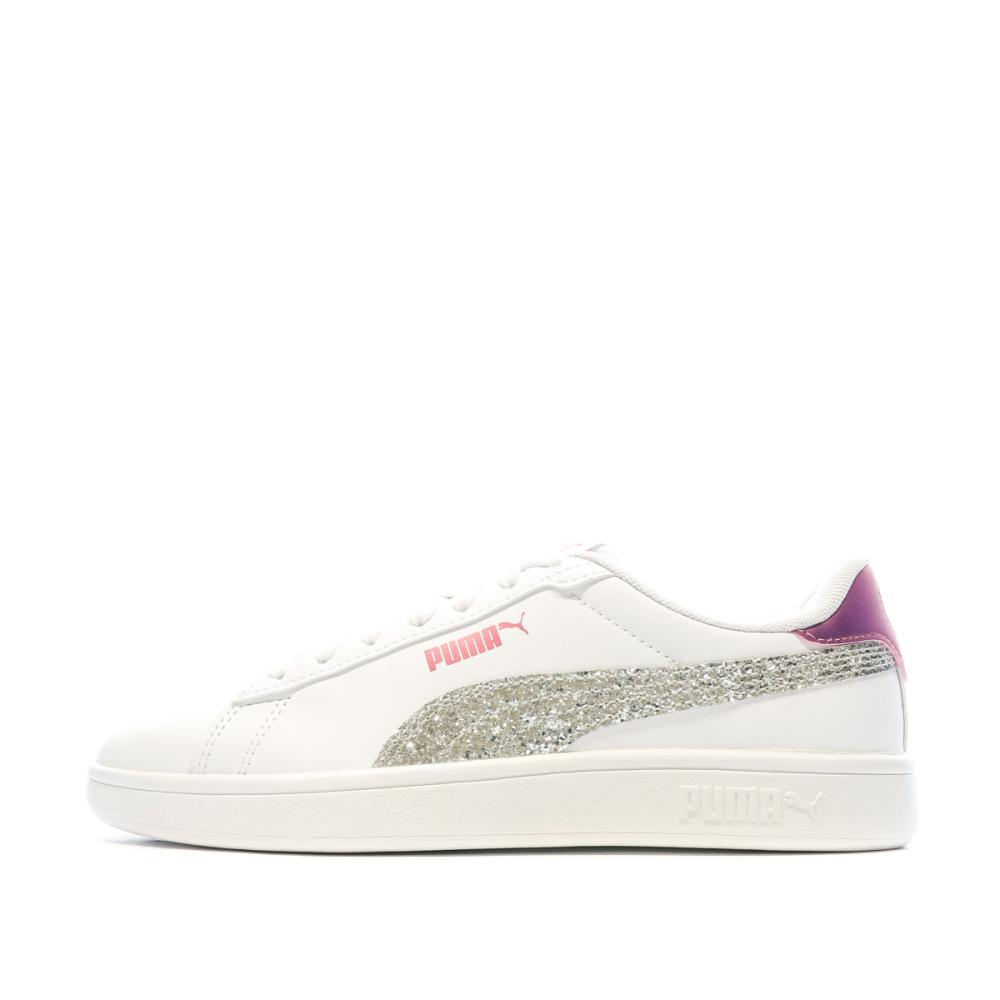 Baskets blanches à Paillettes Femme Puma Smash 3.0 pas cher