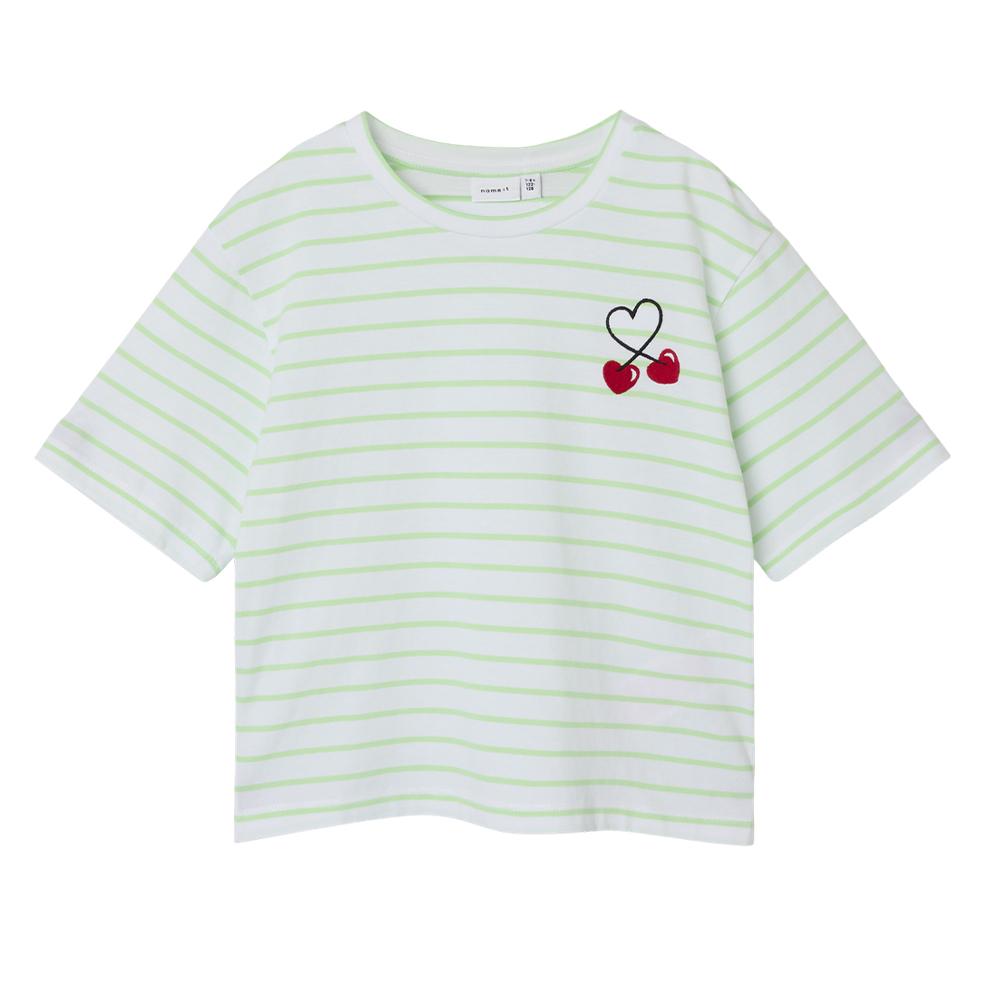 T-shirt Vert/Blanc Fille Name it Felissia pas cher