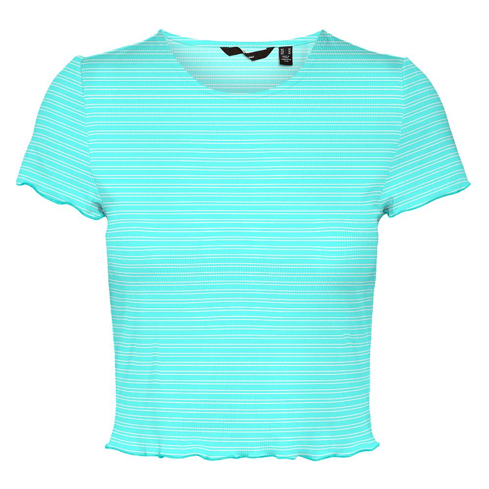 T-Shirt Blanc/Vert Femme Vero Moda Madi Jill pas cher