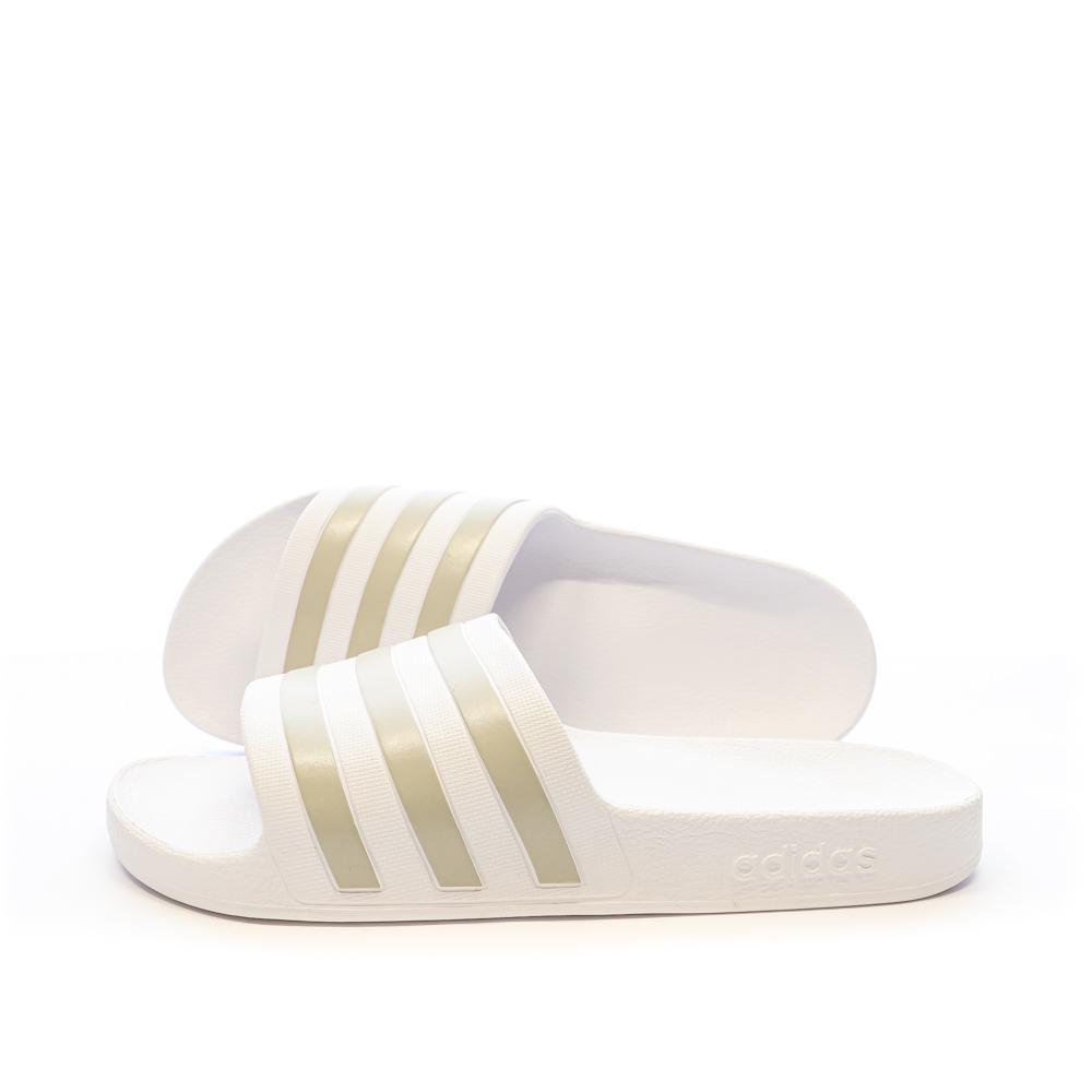 Claquettes Blanches/Argentés Homme Adidas Adilette Aqua pas cher