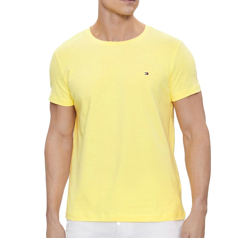 T-shirt Jaune Fluo Homme Tommy Hilfiger Stretch Slim pas cher