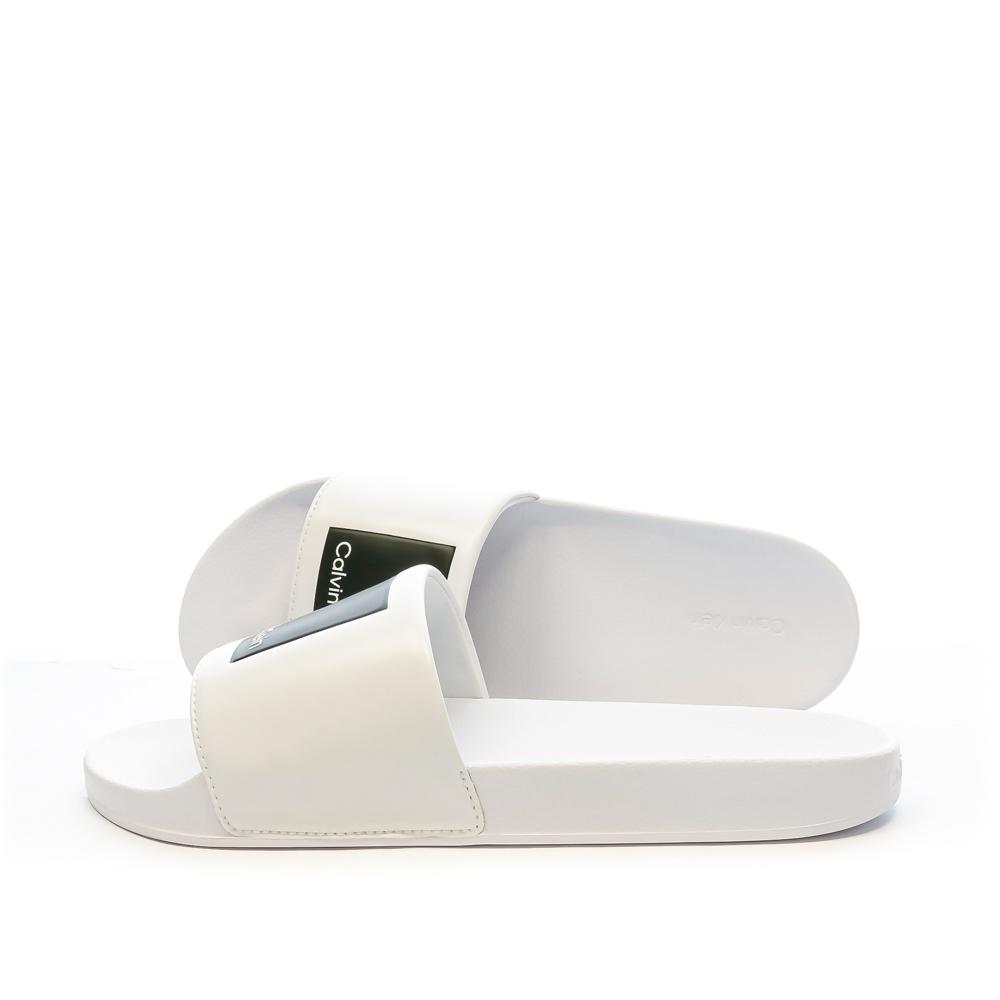 Claquettes Blanches Homme Calvin Klein Jeans Pool Slide pas cher