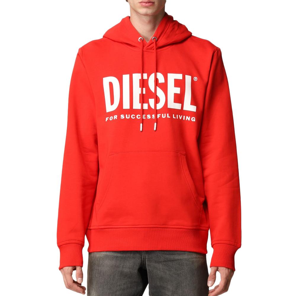 Sweat à Capuche Rouge Homme Diesel Girk pas cher