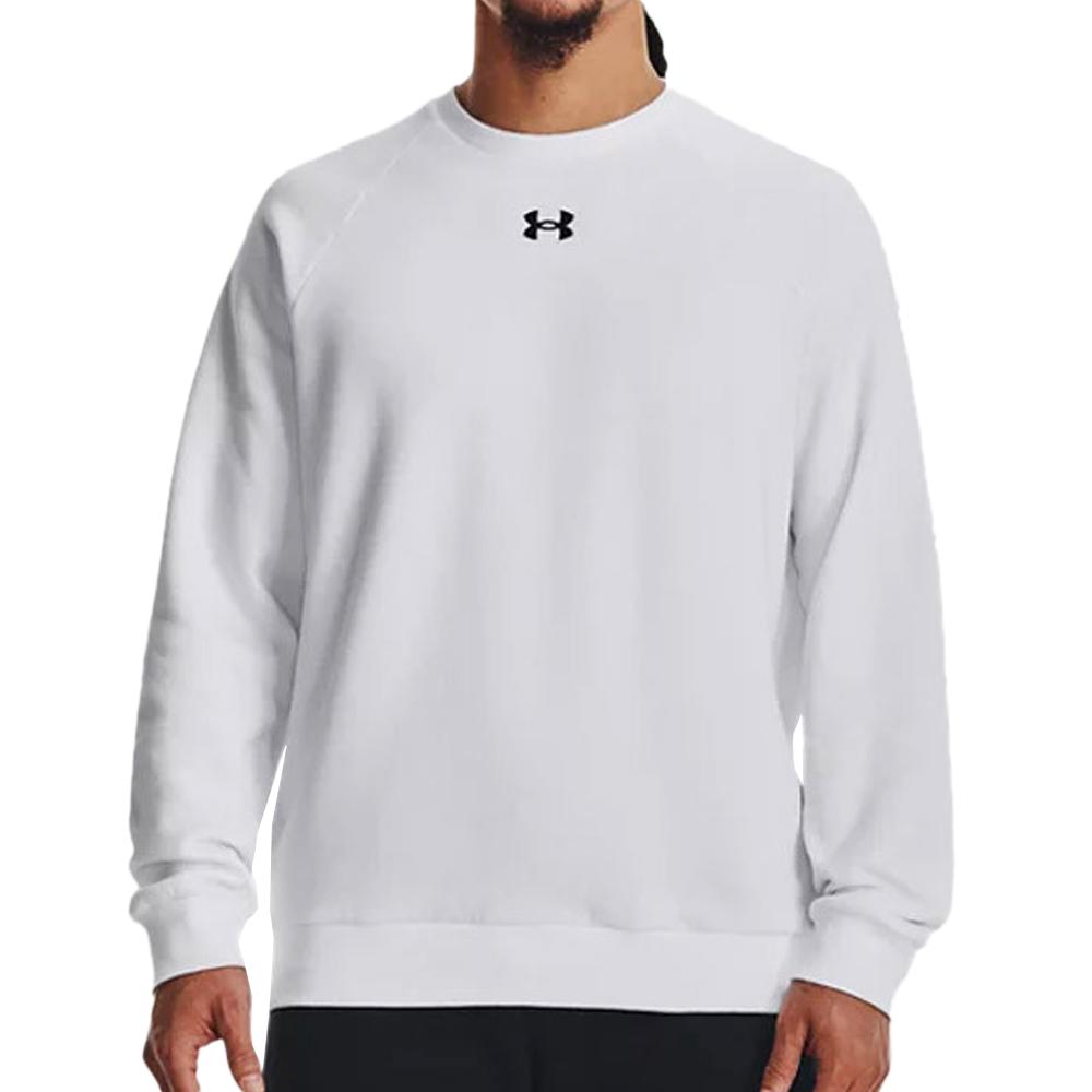 Sweat Blanc Homme Under Armour Rival Fleece Crew pas cher