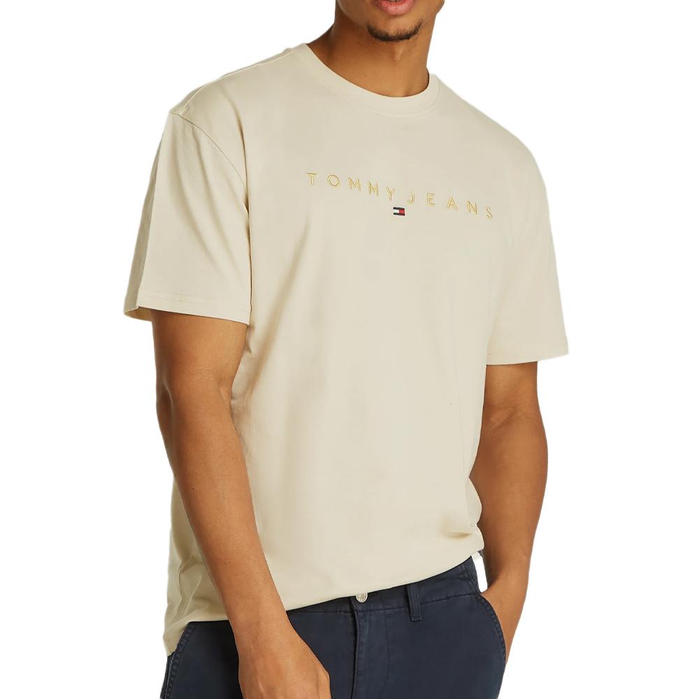 T-shirt Beige Homme Tommy Jeans Gold Linear pas cher