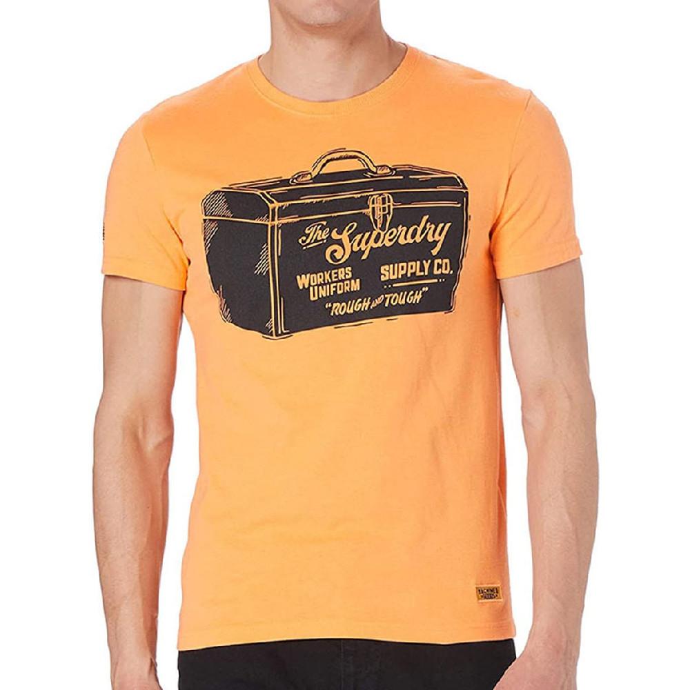 T-shirt Orange Homme Superdry Workwear Graphic pas cher